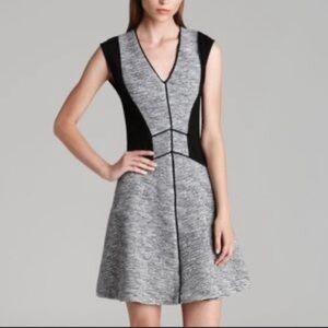 Rebecca Taylor | Colorblock Geometric Grey A Line Dress